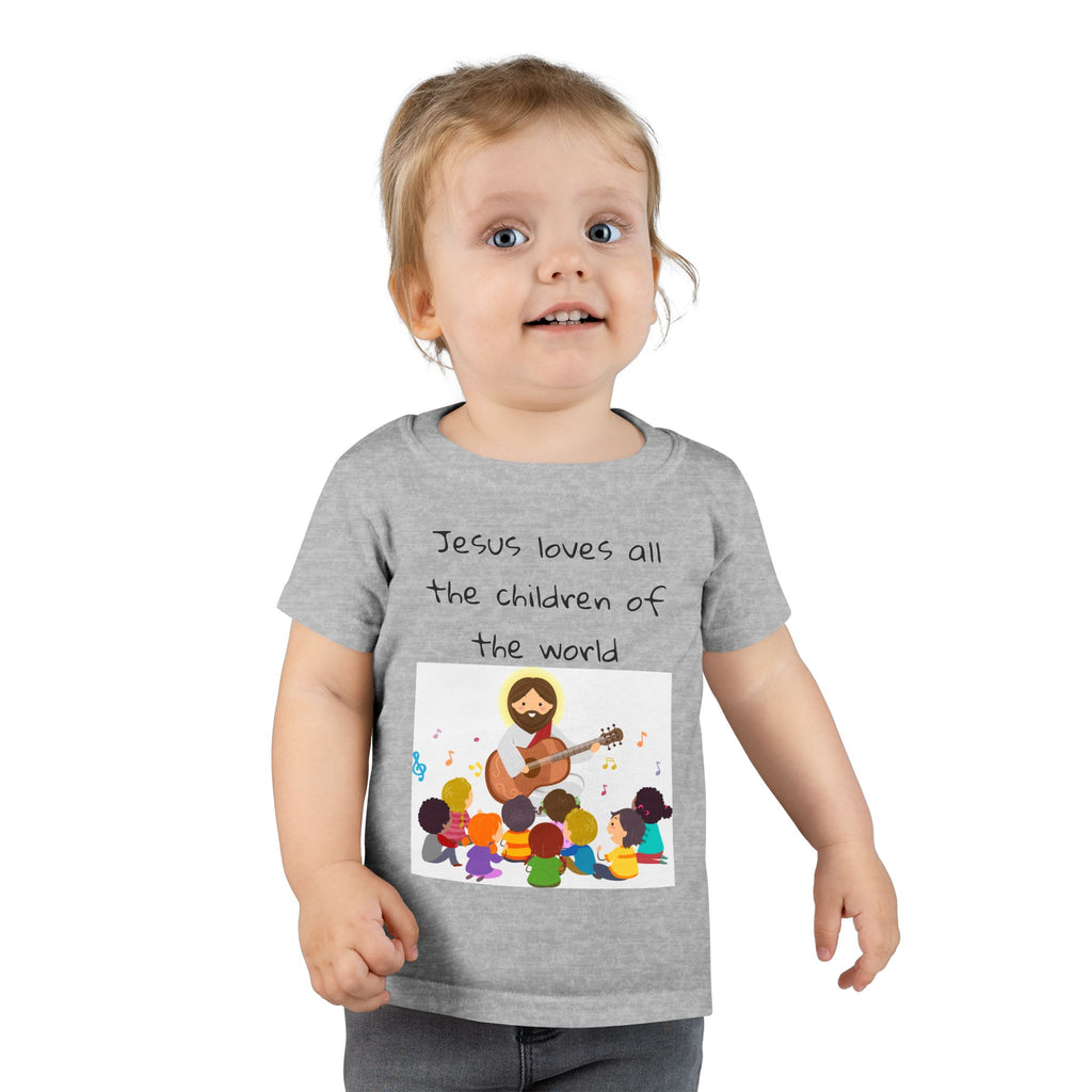 Jesus Loves All Children Toddler T-Shirt, Cute Kids Tee, Religious Gift, Christian Apparel, Baby Shower Gift, Faith-Based Toddler Top