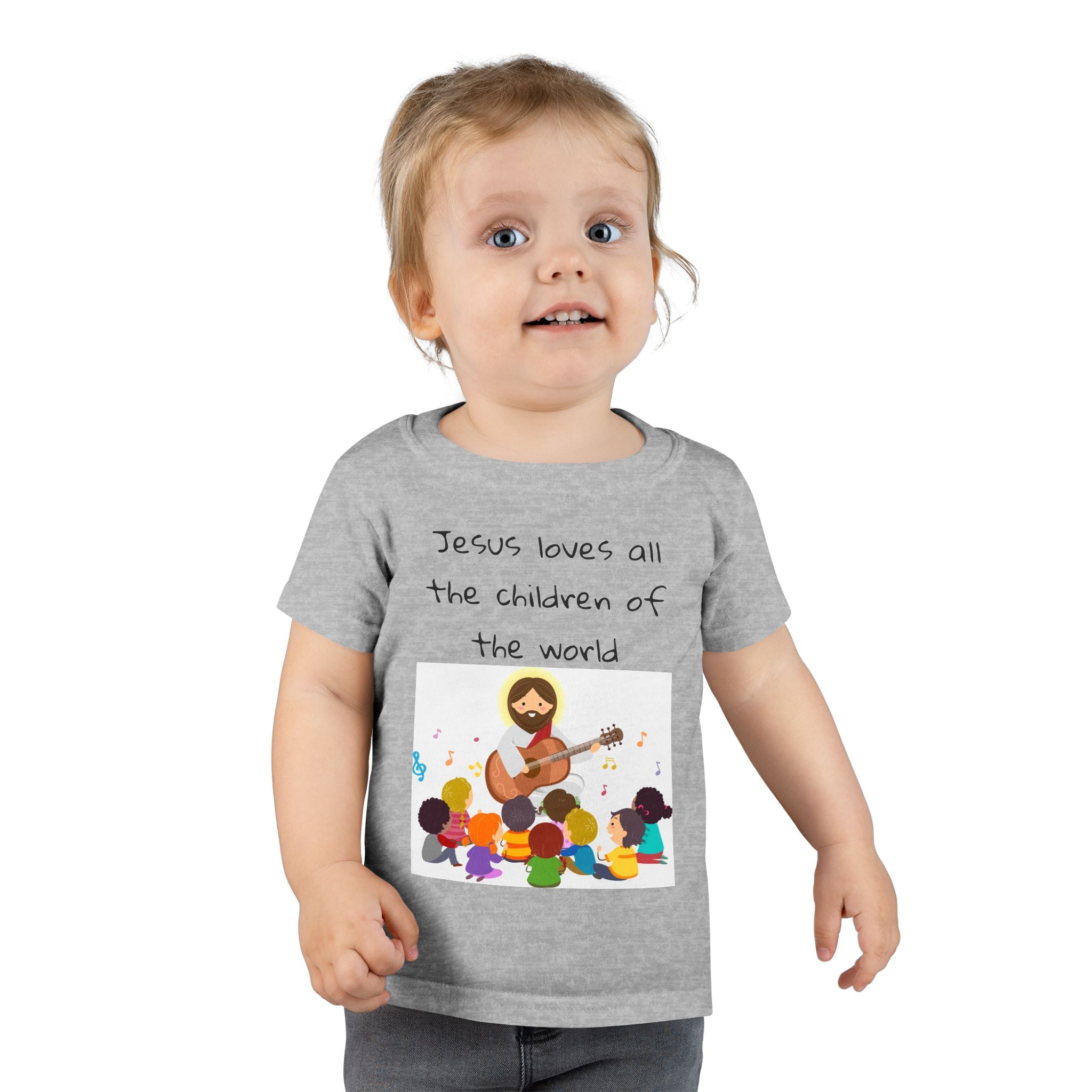 Jesus Loves All Children Toddler T-Shirt, Cute Kids Tee, Religious Gift, Christian Apparel, Baby Shower Gift, Faith-Based Toddler Top