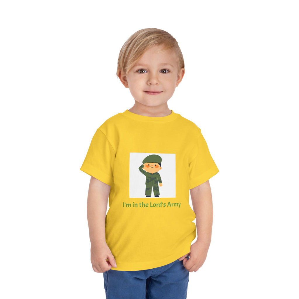 Cute Toddler Army Tee, Kids Faith Shirt, Church Outfit, Military Print, Gift for Boys, Religious Apparel