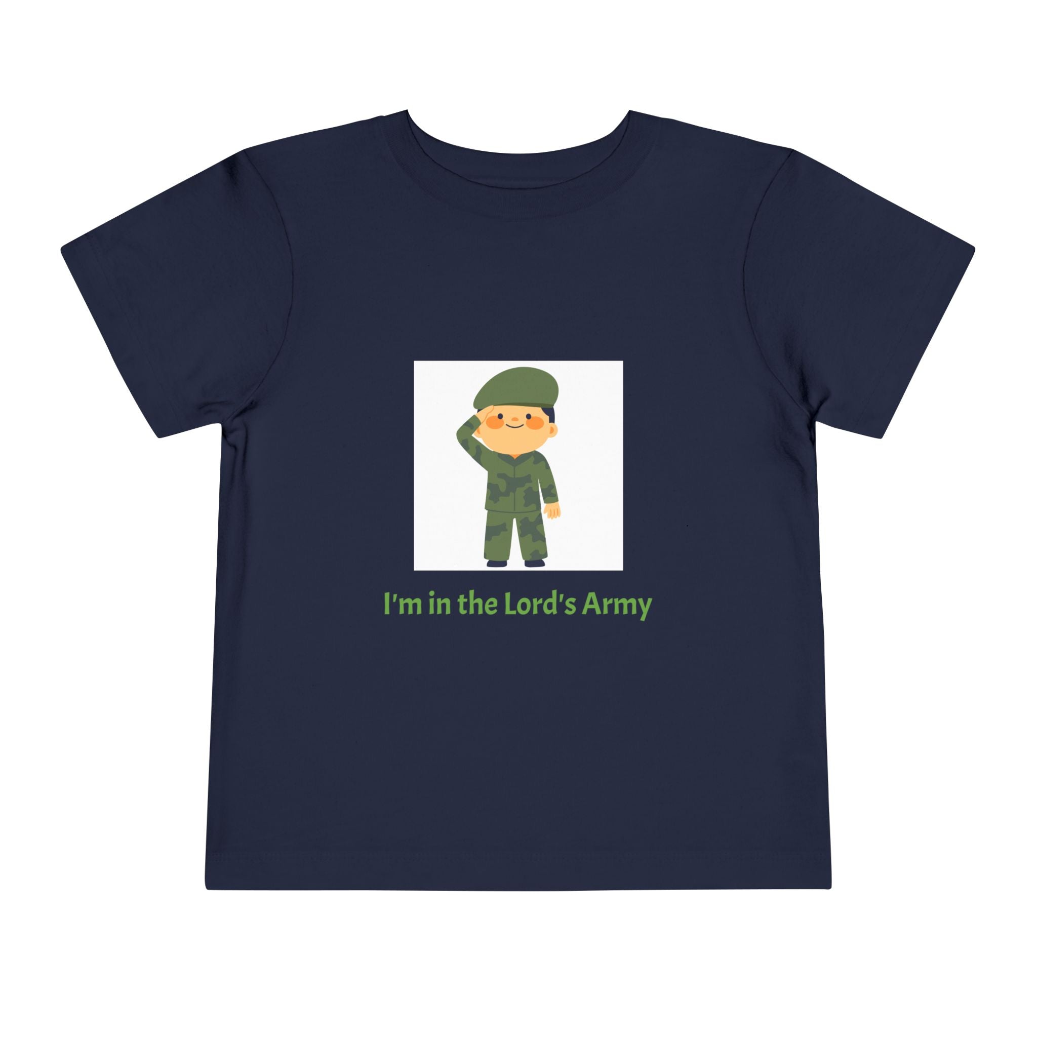 Cute Toddler Army Tee, Kids Faith Shirt, Church Outfit, Military Print, Gift for Boys, Religious Apparel