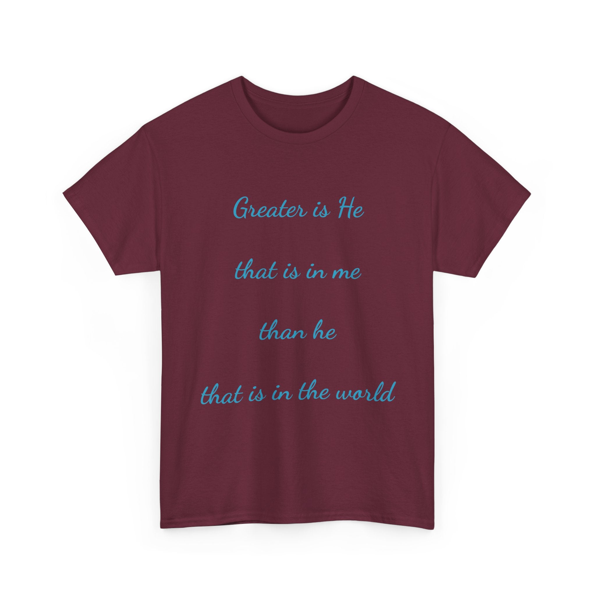 Inspirational Unisex Heavy Cotton Tee - Greater is He, Faith Apparel, Religious Gift, Christian Top, Everyday Comfort Shirt