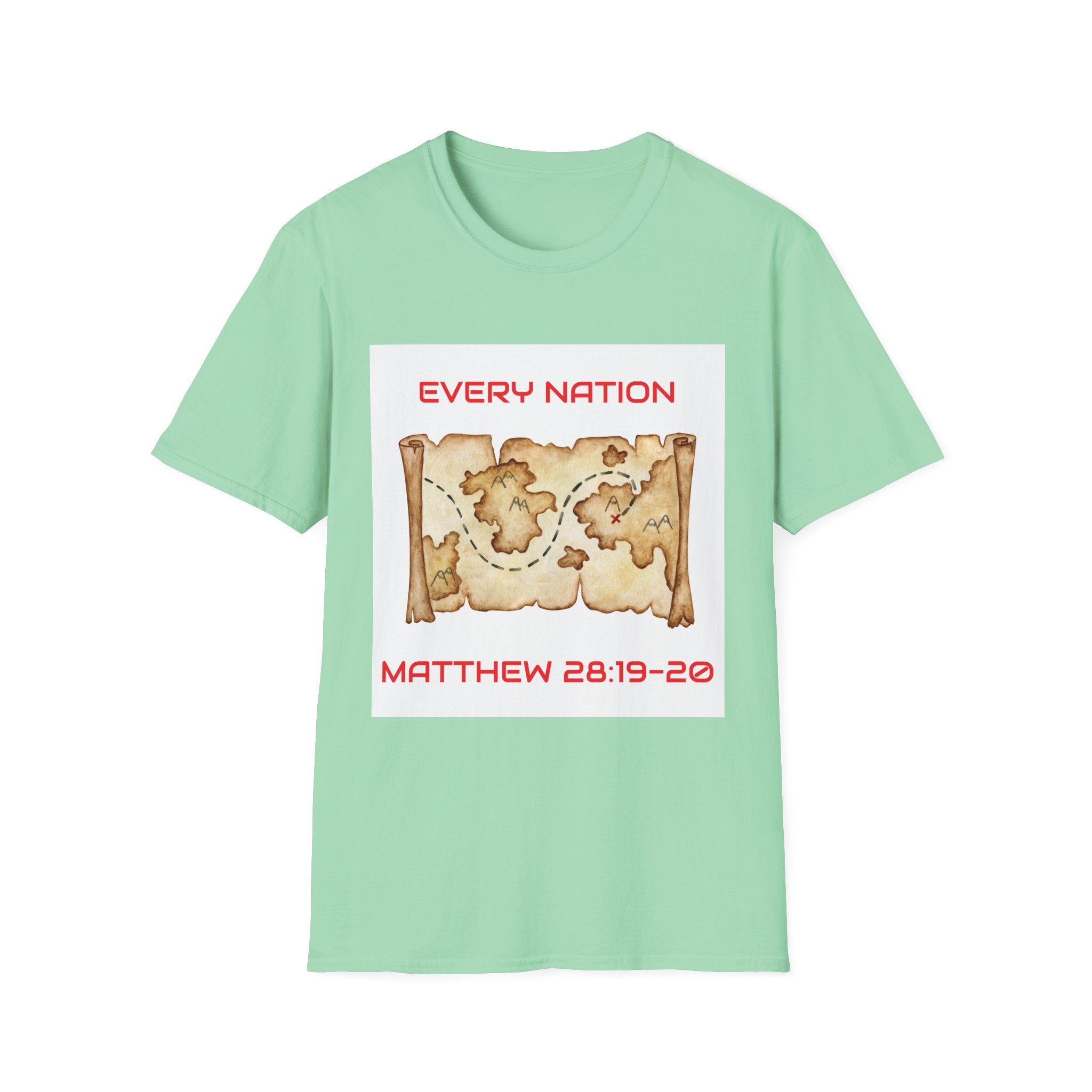 Every Nation Unisex Softstyle T-Shirt, Inspirational Tee, Faith-Based Apparel, Christian Gift, Scripture Shirt