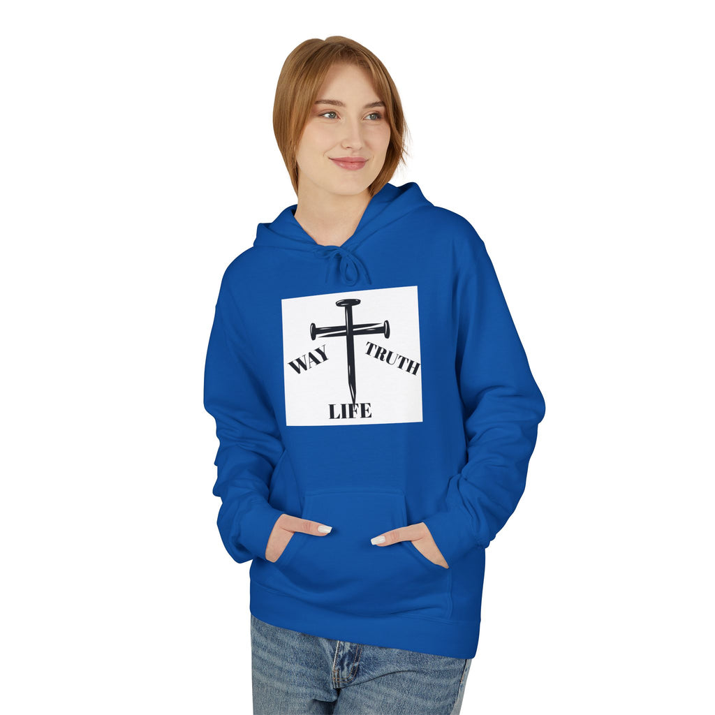 Way Truth Life Inspirational Fleece Hoodie, Motivational Sweatshirt, Unisex Hoodie for Everyday Wear, Faith-Based Gift, Casual Comfort