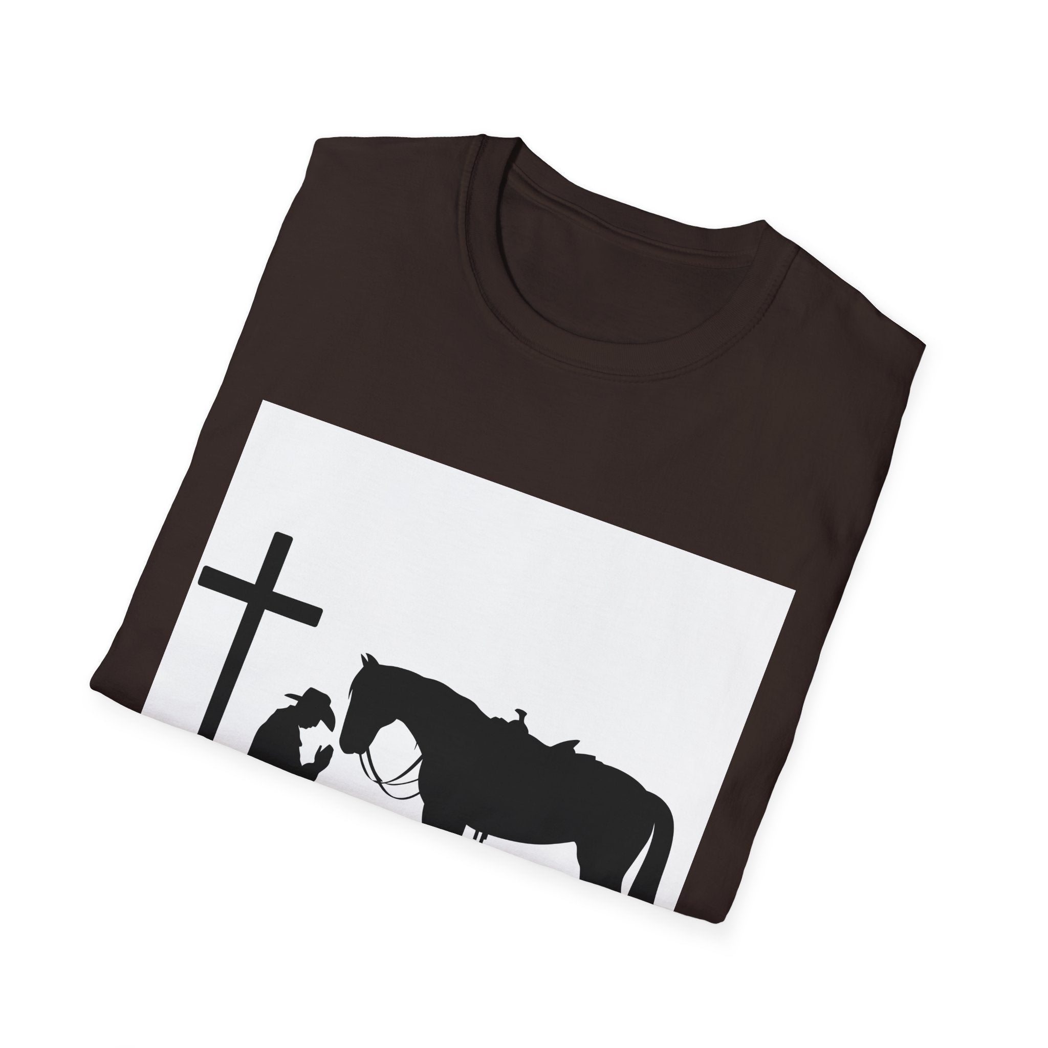 Cowboy and Horse Tribute Unisex T-Shirt, Western Vintage Tee, Horse Lover Gift, Memorial Shirt, Cowboy Design Shirt, QR Code Art Tee