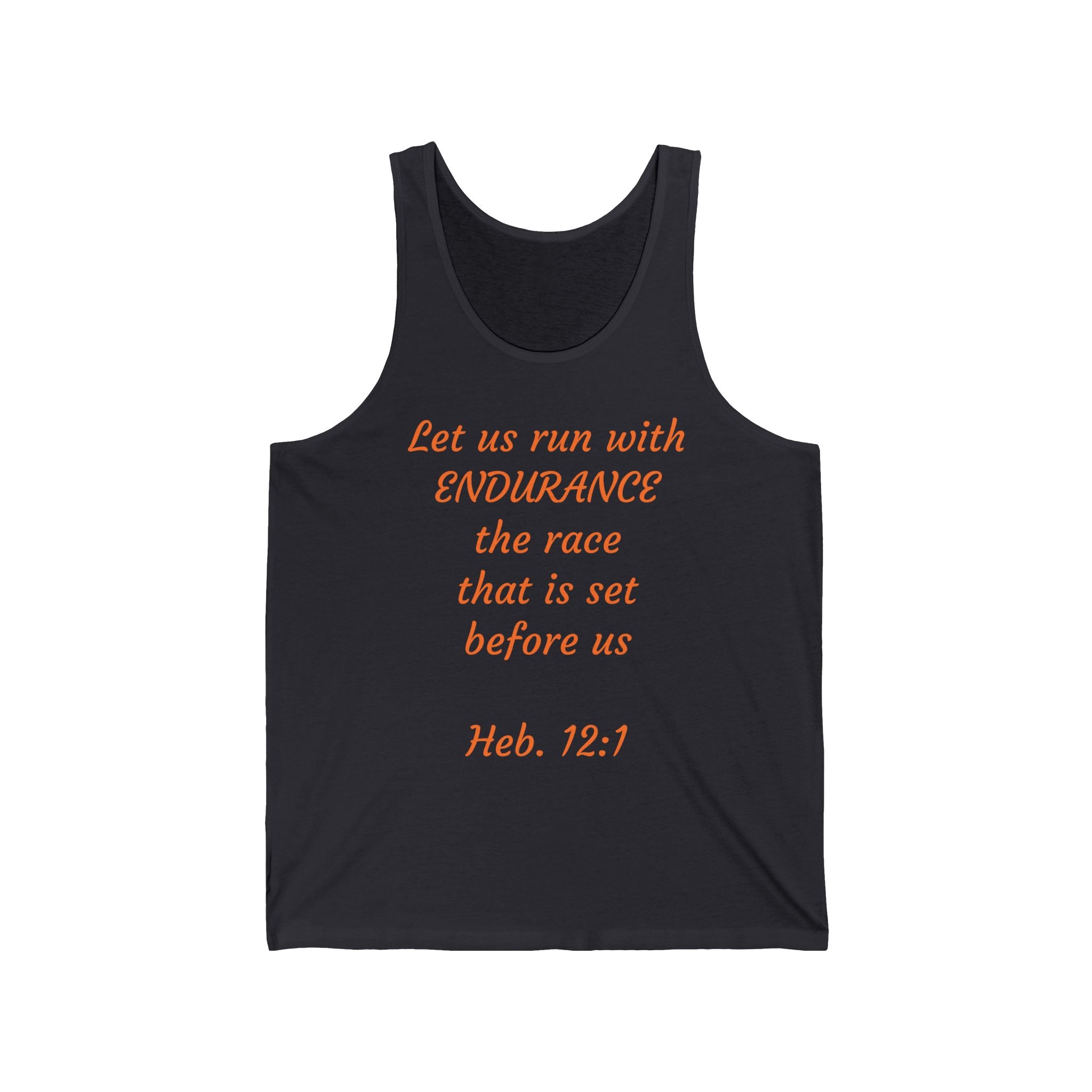 Inspirational Tank Top - Let Us Run with Endurance, Workout Gear, Fitness Apparel, Running Shirt, Bible Verse Clothing