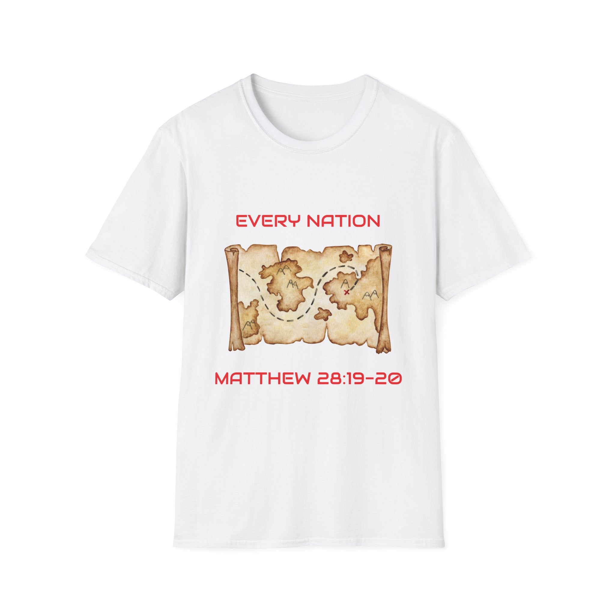 Every Nation Unisex Softstyle T-Shirt, Inspirational Tee, Faith-Based Apparel, Christian Gift, Scripture Shirt