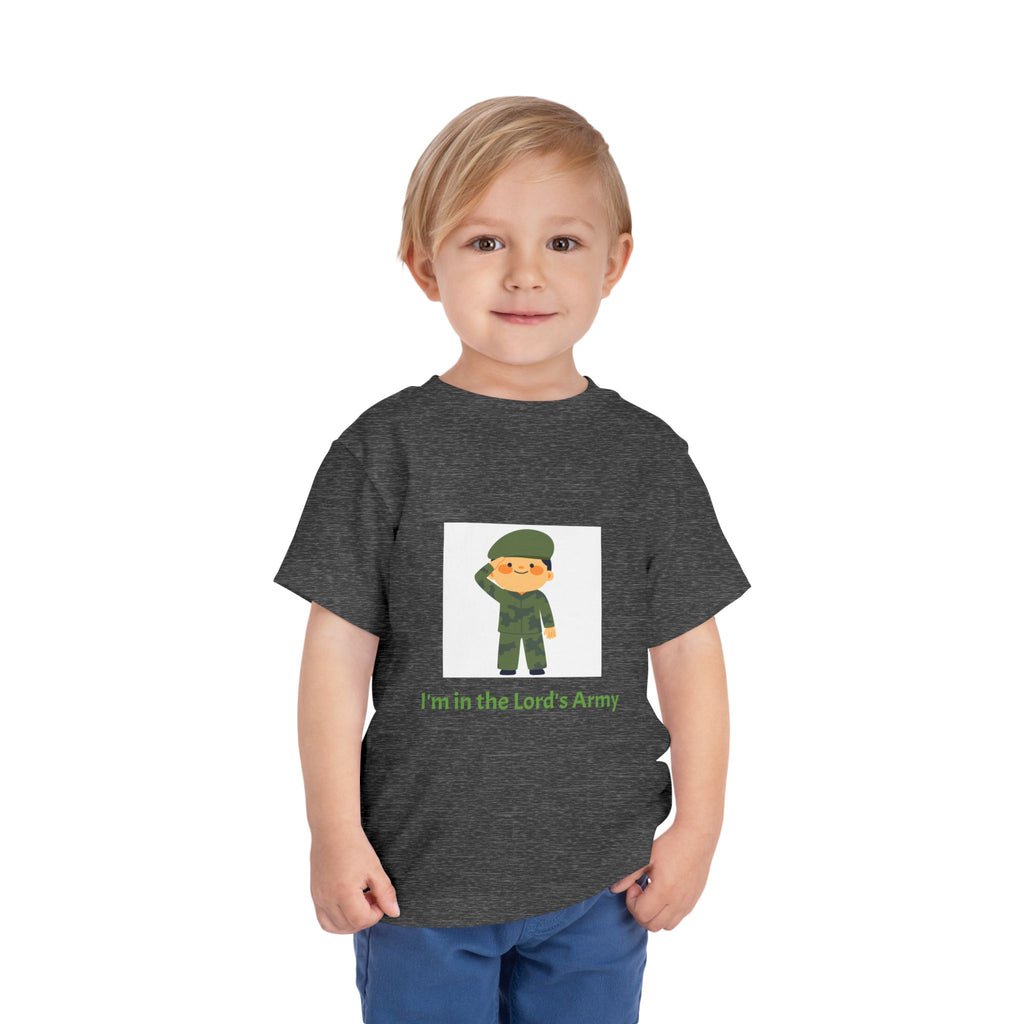 Cute Toddler Army Tee, Kids Faith Shirt, Church Outfit, Military Print, Gift for Boys, Religious Apparel