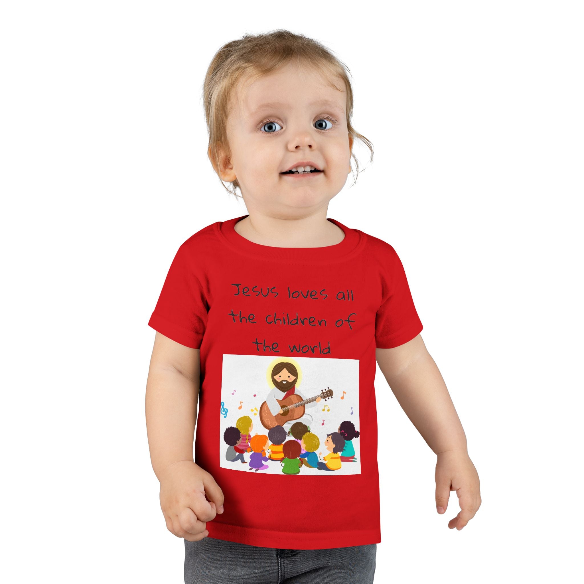 Jesus Loves All Children Toddler T-Shirt, Cute Kids Tee, Religious Gift, Christian Apparel, Baby Shower Gift, Faith-Based Toddler Top
