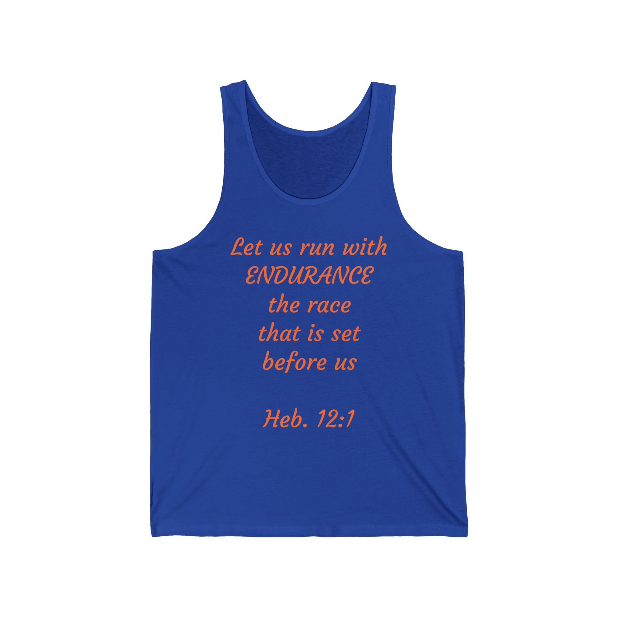 Inspirational Tank Top - Let Us Run with Endurance, Workout Gear, Fitness Apparel, Running Shirt, Bible Verse Clothing