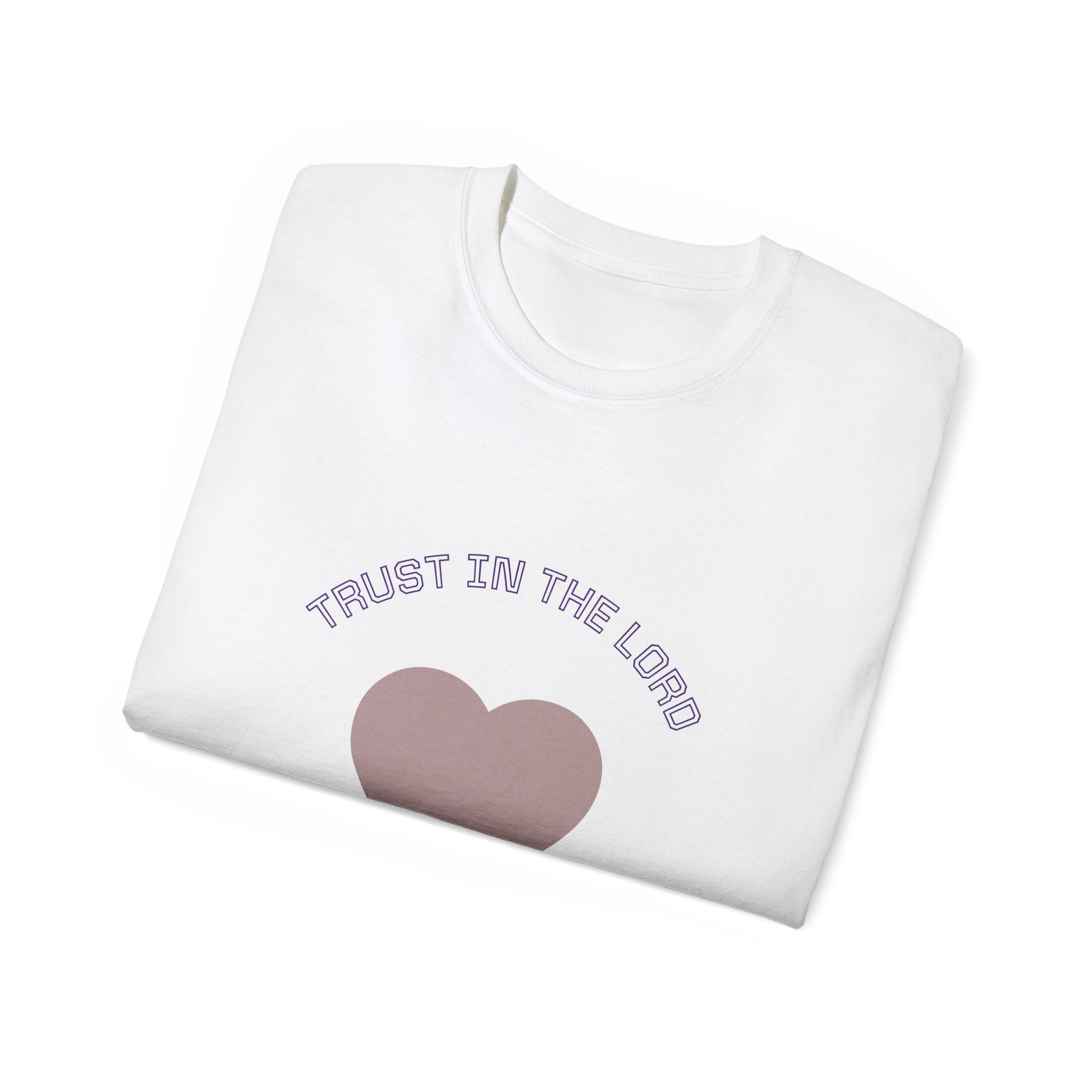 Faith-Inspired Unisex Tee, Inspirational Shirt, Religious Gift, Trust in the Lord T-Shirt, Heart Design, Christian Apparel