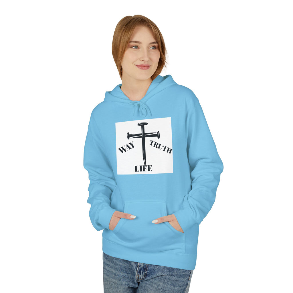 Way Truth Life Inspirational Fleece Hoodie, Motivational Sweatshirt, Unisex Hoodie for Everyday Wear, Faith-Based Gift, Casual Comfort