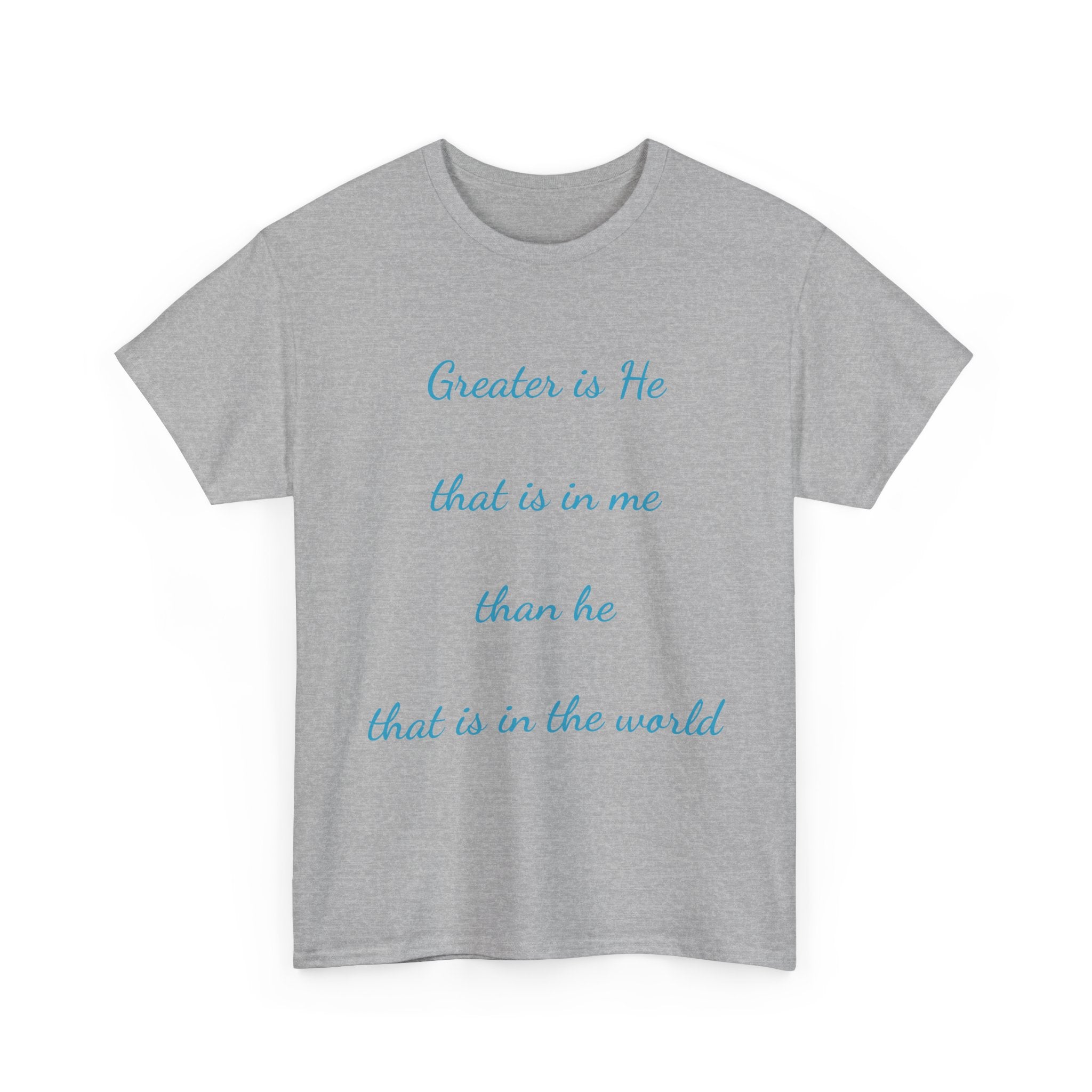 Inspirational Unisex Heavy Cotton Tee - Greater is He, Faith Apparel, Religious Gift, Christian Top, Everyday Comfort Shirt