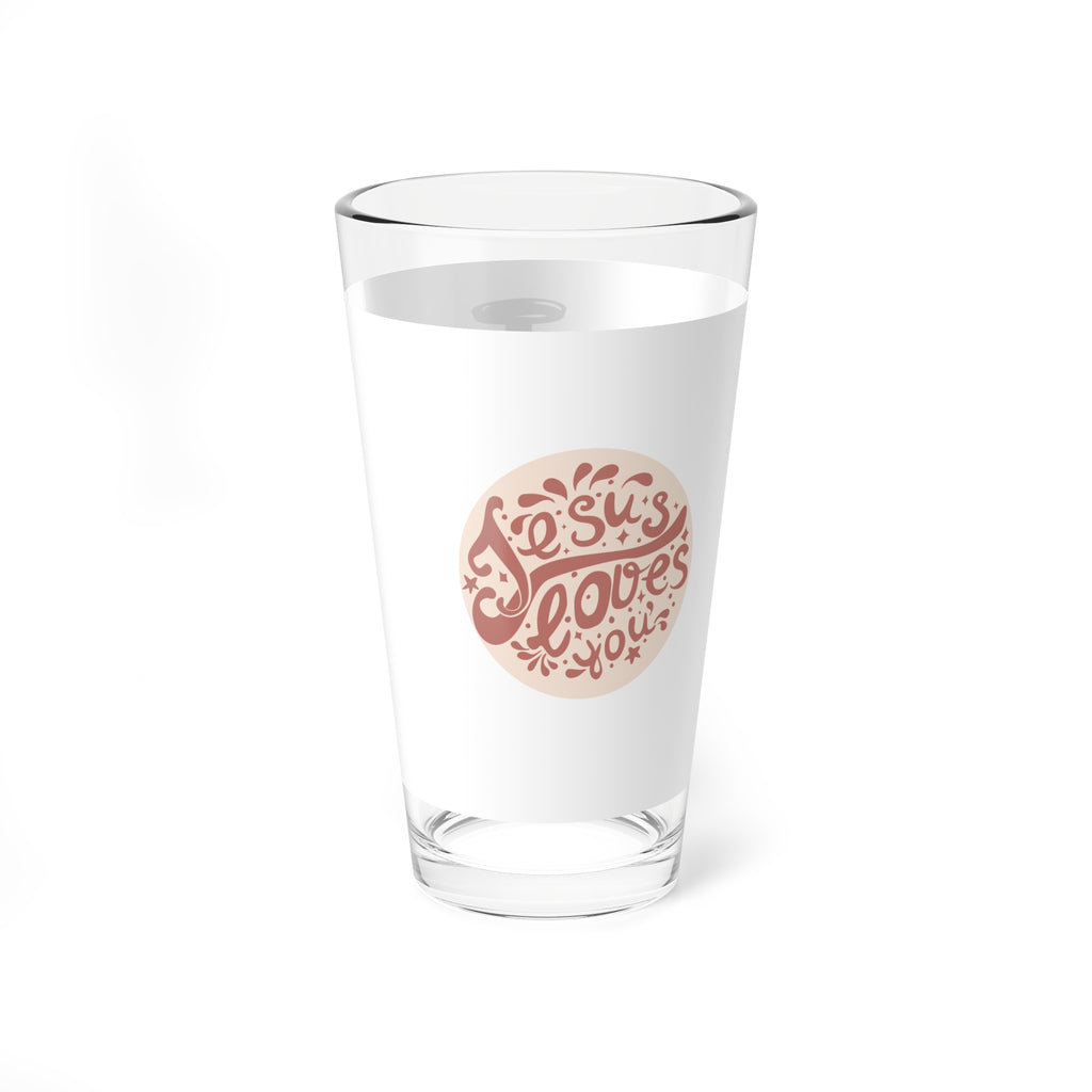 Jesus Loves You Mixing Glass, Inspirational Drinkware, Perfect for Gift Giving, Faith-Based Home Decor, Unique Kitchenware